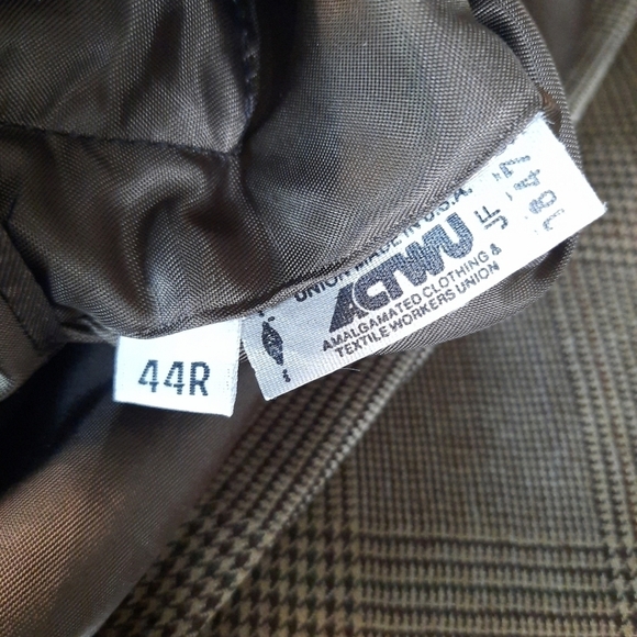 Vintage Tommy Hilfiger Mens Blazer Jacket Brown Plaid Virgin Wool 44R - Picture 15 of 16